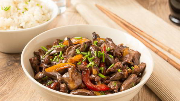 стир-фрай из куриных сердечек