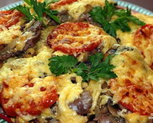 Свинина в духовке с грибами