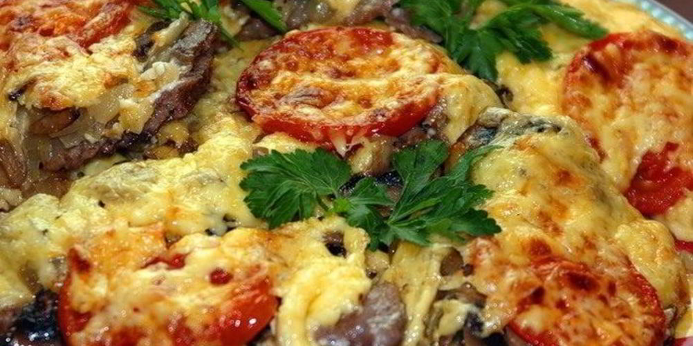 Рецепт свинина в духовке с грибами