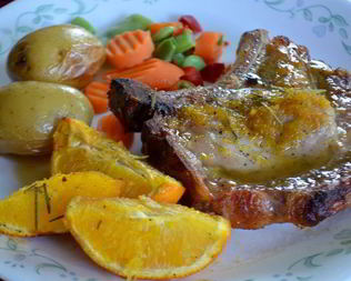 Свиные отбивные в медовой-апельсиновой глазури