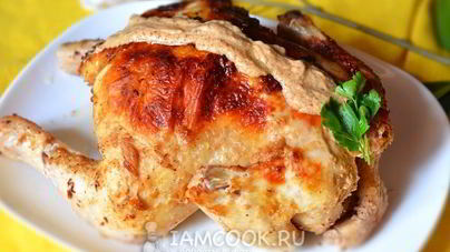 Цыпленок в ореховом соусе в рукаве