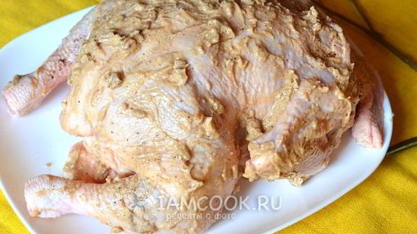 цыпленок в ореховом соусе в рукаве