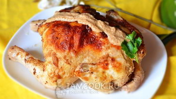 цыпленок в ореховом соусе в рукаве