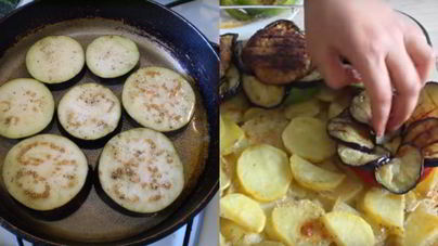 Баклажаны с картофелем и фаршем