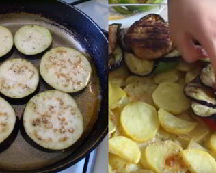 Баклажаны с картофелем и фаршем