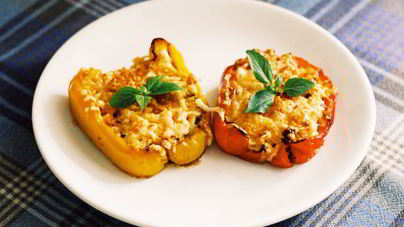 Болгарский перец, запеченный с брынзой и грибами