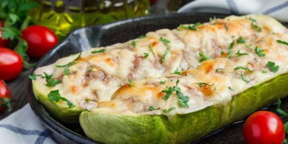Рецепт фаршированные кабачки с чесноком и зеленью в духовке