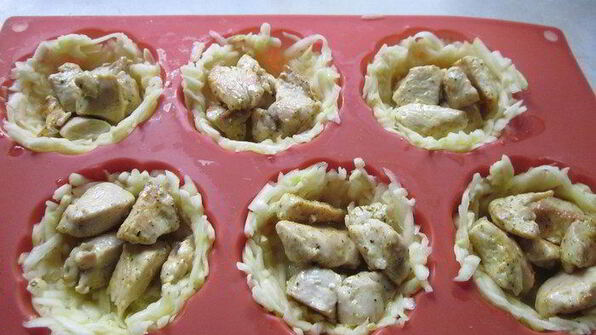 кабачковые корзиночки с куриным филе