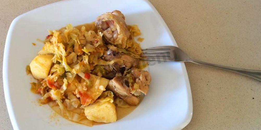 Рецепт тушеная капуста с картошкой и окорочками