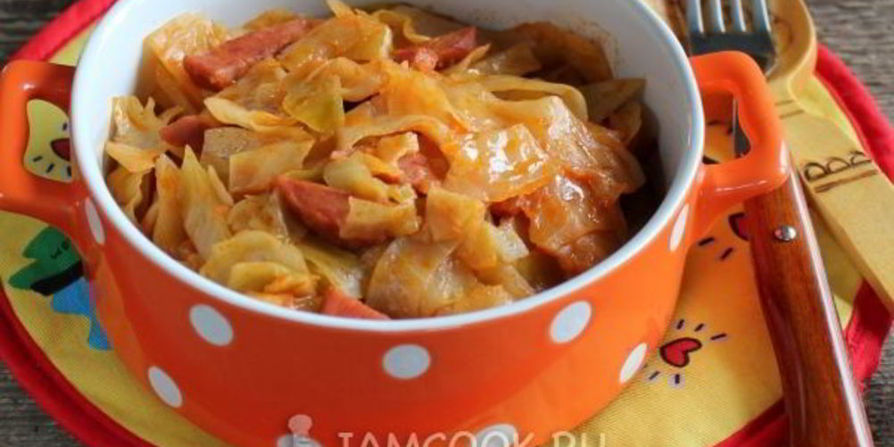 Рецепт тушеная капуста с колбасой в мультиварке