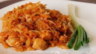 Тушеная капуста с курицей