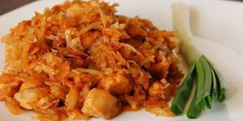 Рецепт тушеная капуста с курицей