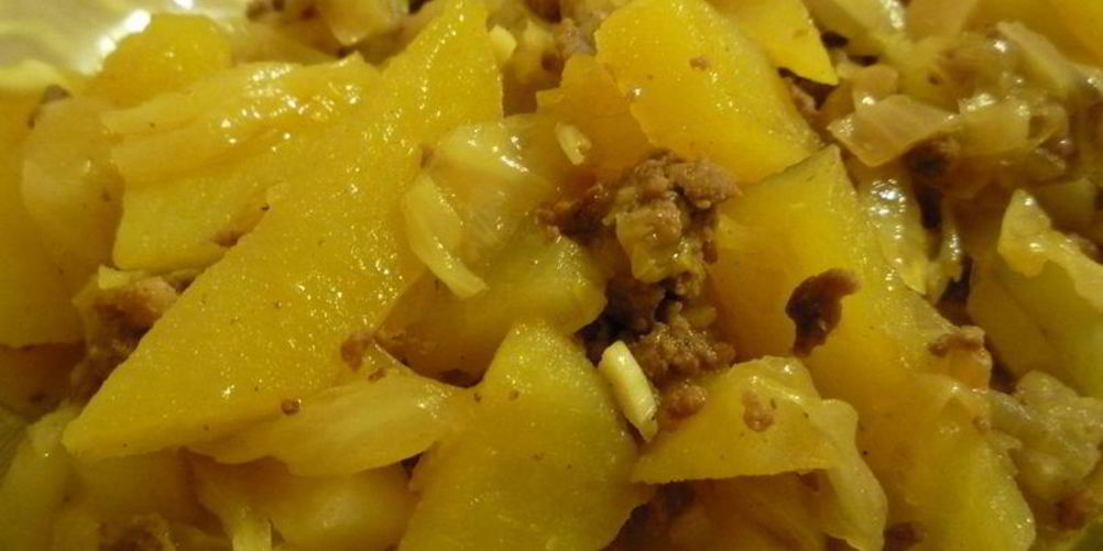 Рецепт тушеная капуста со свининой и картошкой