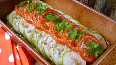 Запеченные кабачки с помидорами