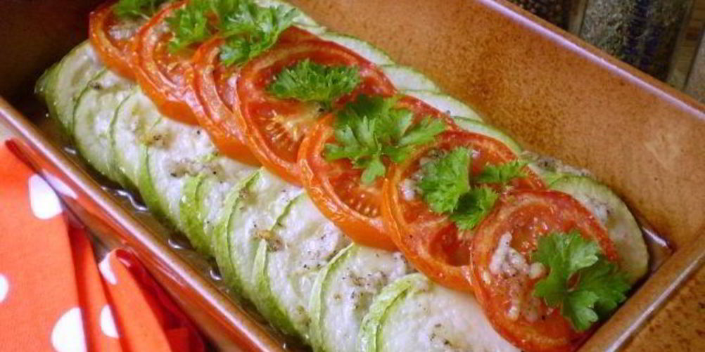 Рецепт запеченные кабачки с помидорами
