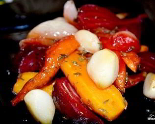 Запеченные овощи кусочками