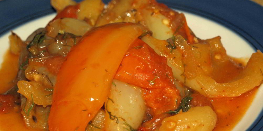 Рецепт жареный болгарский перец с помидорами