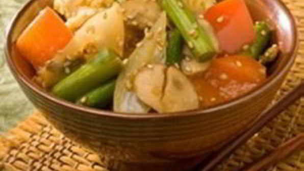 жареные овощи с рисом