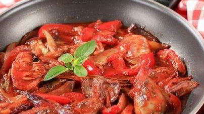 Ароматная куриная печень со сладким перцем