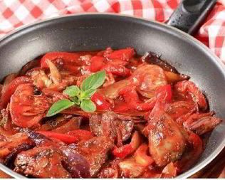 Ароматная куриная печень со сладким перцем