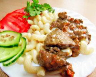 Куриная печень и сердечки в майонезном соусе