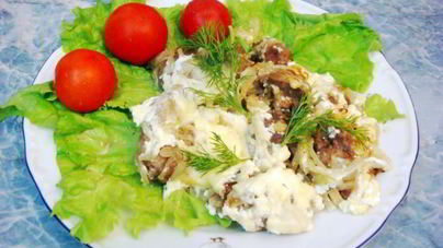 Куриная печень под сыром