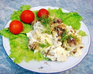 Куриная печень под сыром