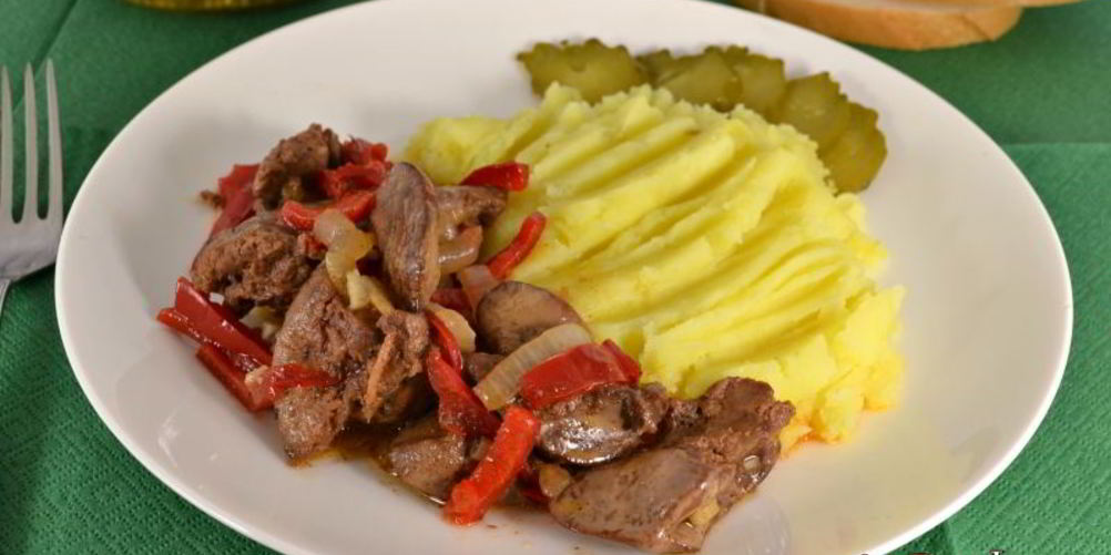 Рецепт куриная печень с болгарским сладким перцем на сковороде