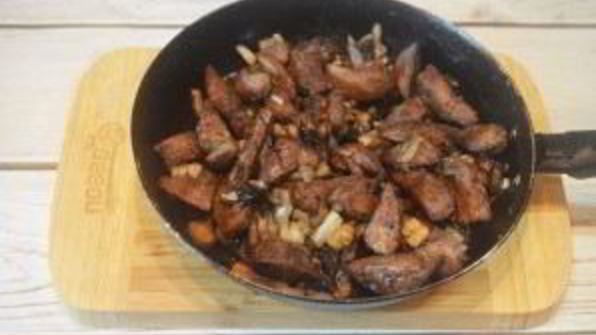 куриная печень с грибами