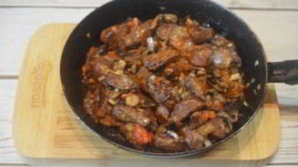 куриная печень с грибами