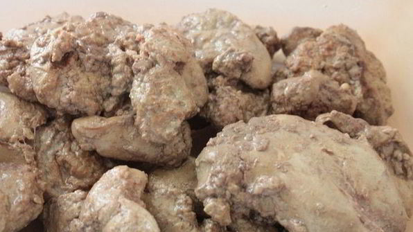 куриная печень с яблоками и баклажанами