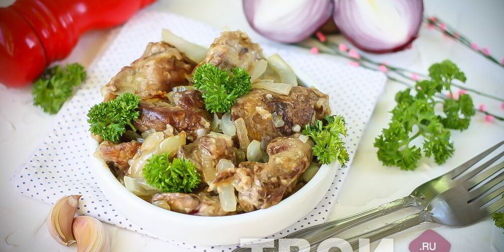 Рецепт куриная печень, жареная с луком
