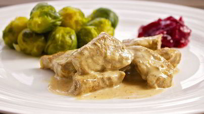 Печень говяжья со сметаной