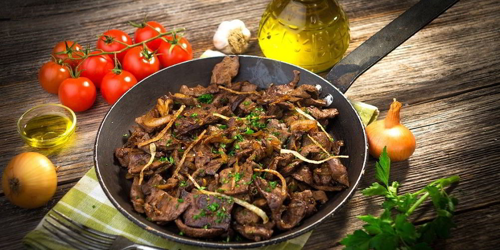 Рецепт печень говяжья, жаренная с луком