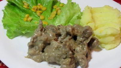 Печень по-строгановски