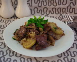 Печень с картошкой