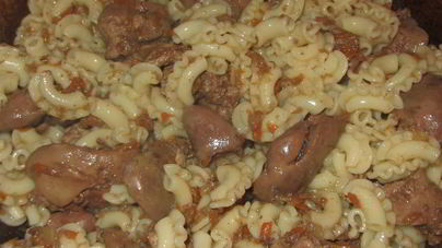 Печень с макаронами