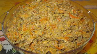 Печень с морковью и луком