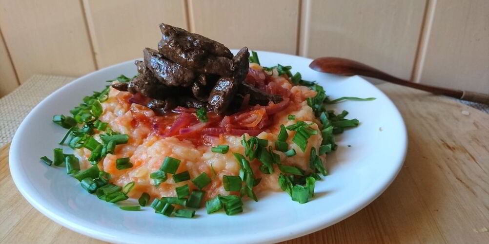 Рецепт печень с овощным пюре