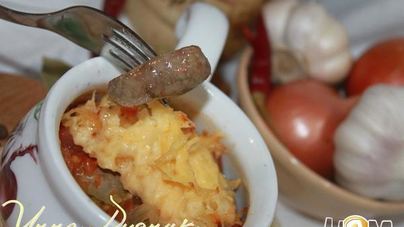 Печень с помидорами