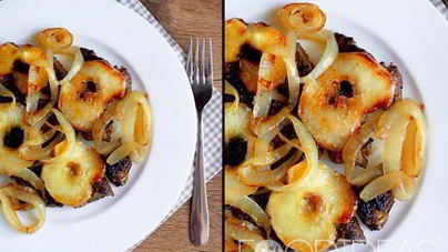 Печень с яблоками