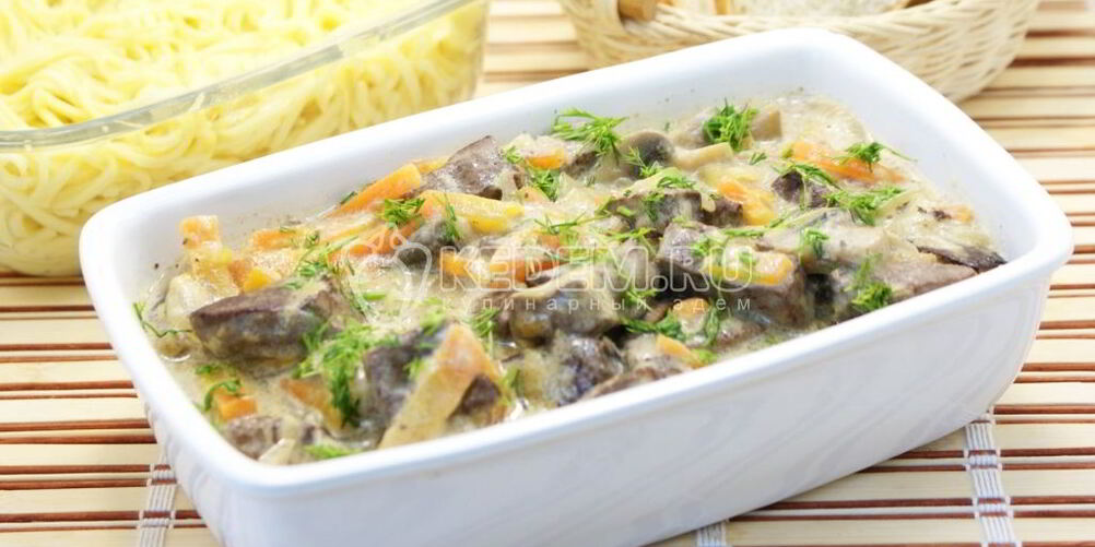 Рецепт печень тушеная с грибами