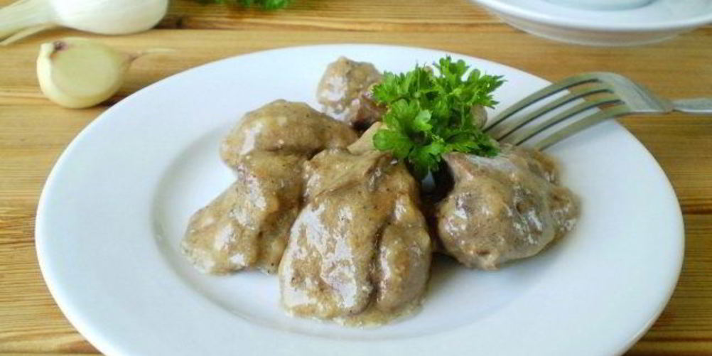 Рецепт печень, тушеная в сметане