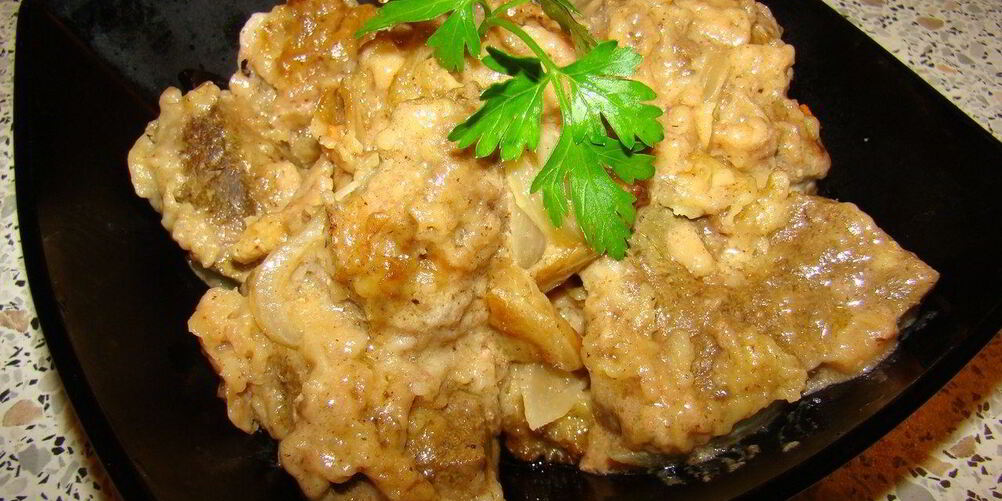 Рецепт печень, тушенная в сливках