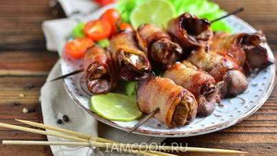 Печень в беконе на мангале