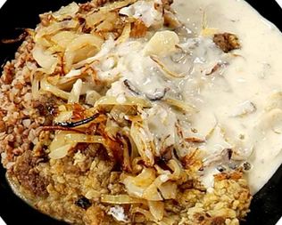 Печенка с гречкой