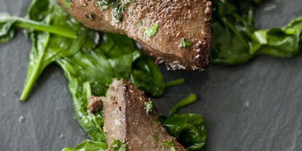 Рецепт телячья печень со шпинатом