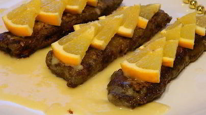 Жареная печень с апельсинами