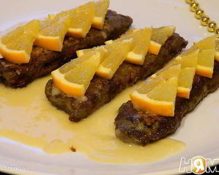 Жареная печень с апельсинами