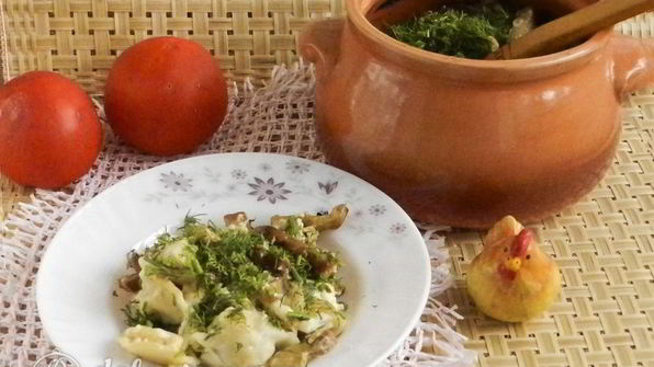 пельмени в горшочках с грибами